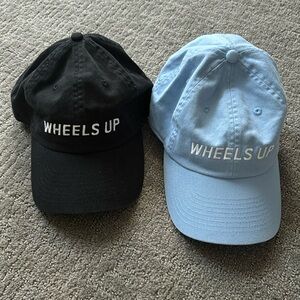 🧢 wheels up logo hats - black and blue canvas